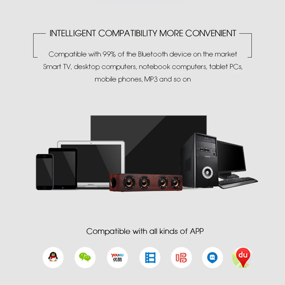 Soundbar HiFi беспроводной деревянный Bluetooth динамик Настольный динамик Поддержка TF карты AUX Громкая связь аудио для книжной полки телефона дома