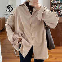 spring new women solid corduroy vintage oversized blouse turn down collar button up batwing sleeve shirt autumn casual tops t0o5