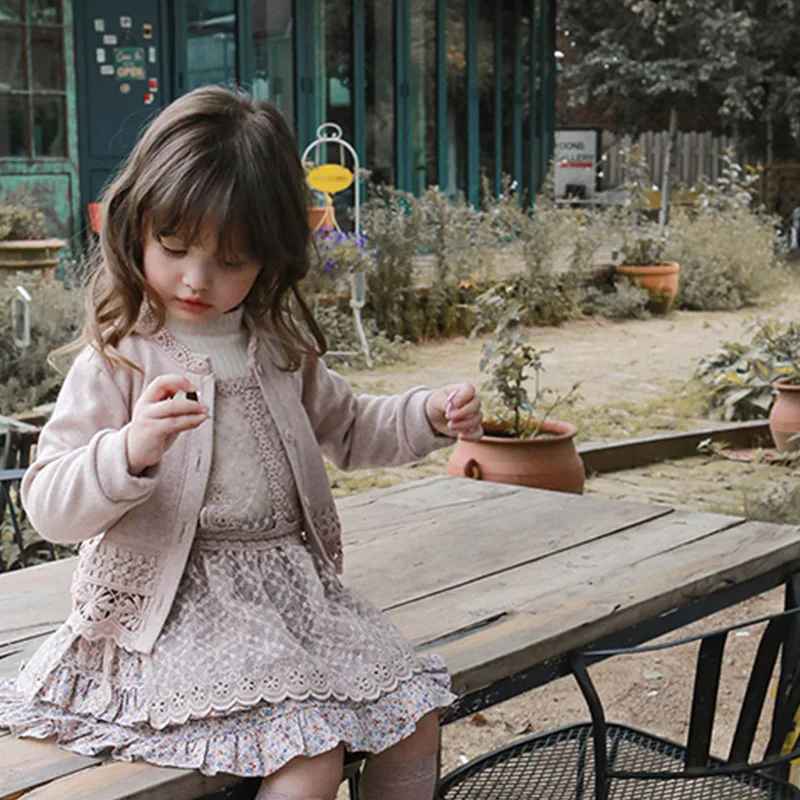 

Женский свитер, осень 2021, милая вязаная кофта с длинными рукавами и кружевом в стиле клубники Шань