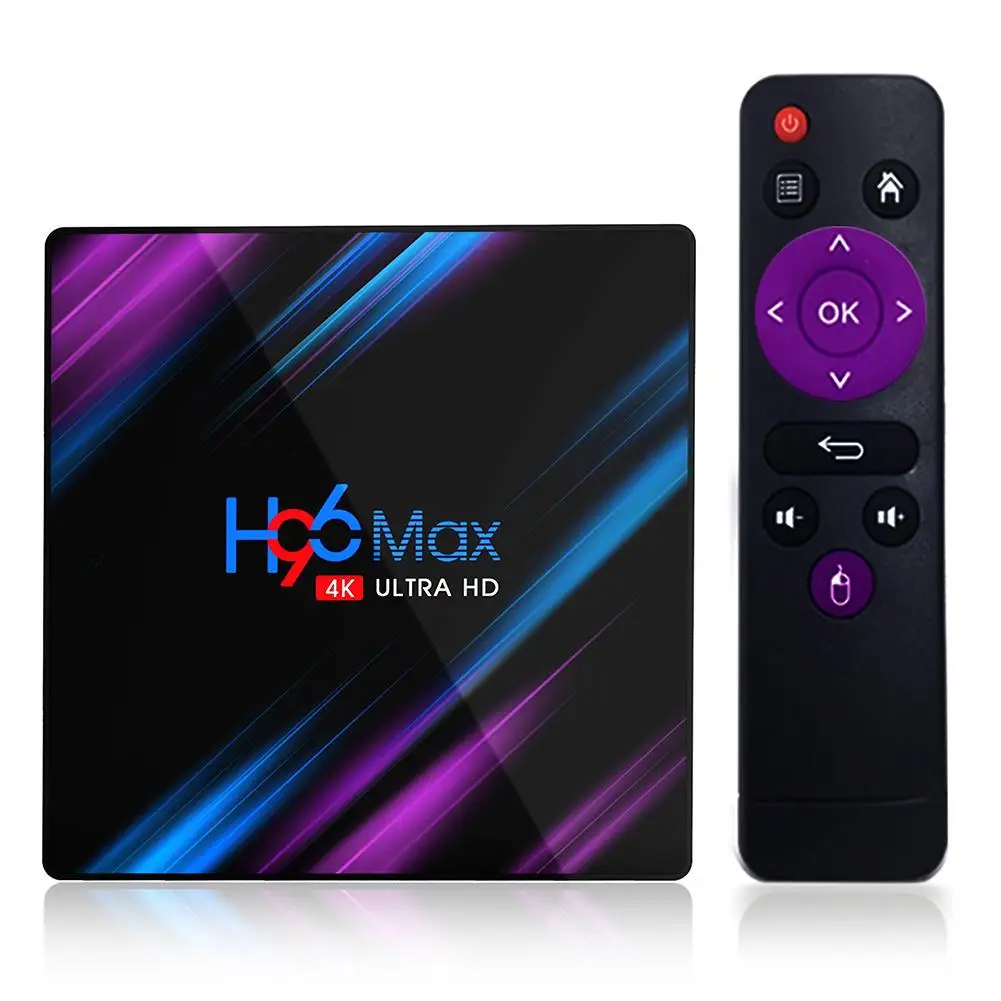 

H96 Max-3318 Android 9.0 TV Box 4G and 64G Cortex-A53 2.4G/5G WiFi 4K Media Player Voice Band Gyroscope for Tablet Computers