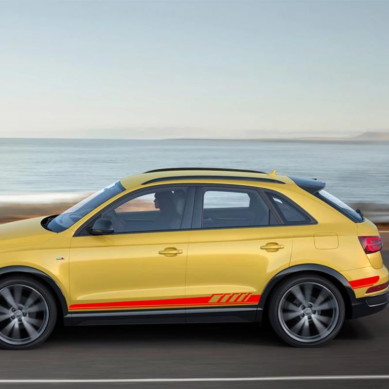 Наклейка на боковую дверь автомобиля длинная полоса наклейки юбку виниловый