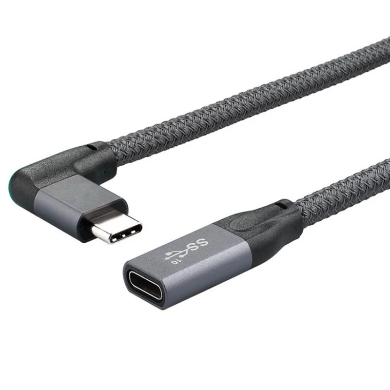 

100W PD 5A Curved USB3.1 Type-C Extension Cable 4K @60Hz 10Gbps USB-C Gen 2 Extender Cord for HP Laptop 20CM