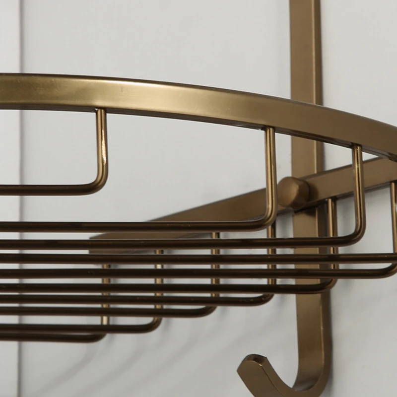 

Wall Mounted Antique Finish Aluminum Bathroom Shower Shampoo Shelf Basket Holder Fashion Double Layer
