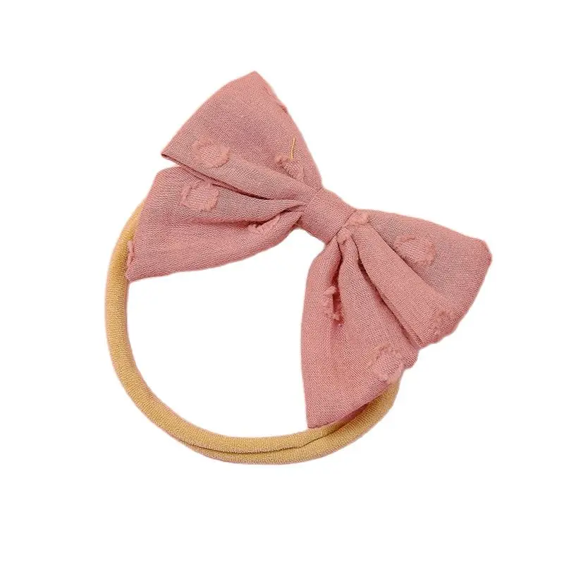 

Handmade Girls Bows Nylon Headbands Fashion Cotton Fabric Knot Elastic Hairbands Texlied Newborn Baby Hair Accessories