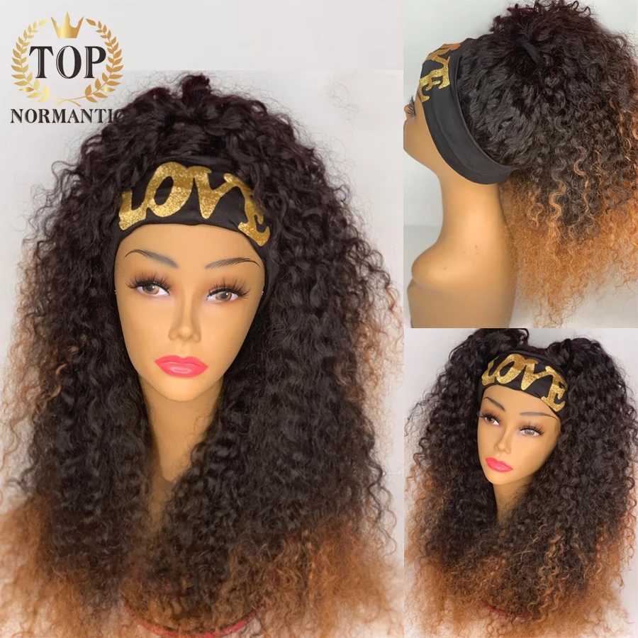 Topnormantic Ombre Цвет человеческие волосы парик 180% Плотность курчавые вьющиеся