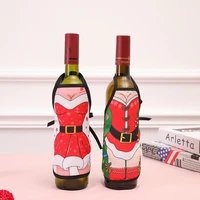 mini christmas apron wine bottle cover decorative bib apron christmas wine bottle cover party dinning table decoration