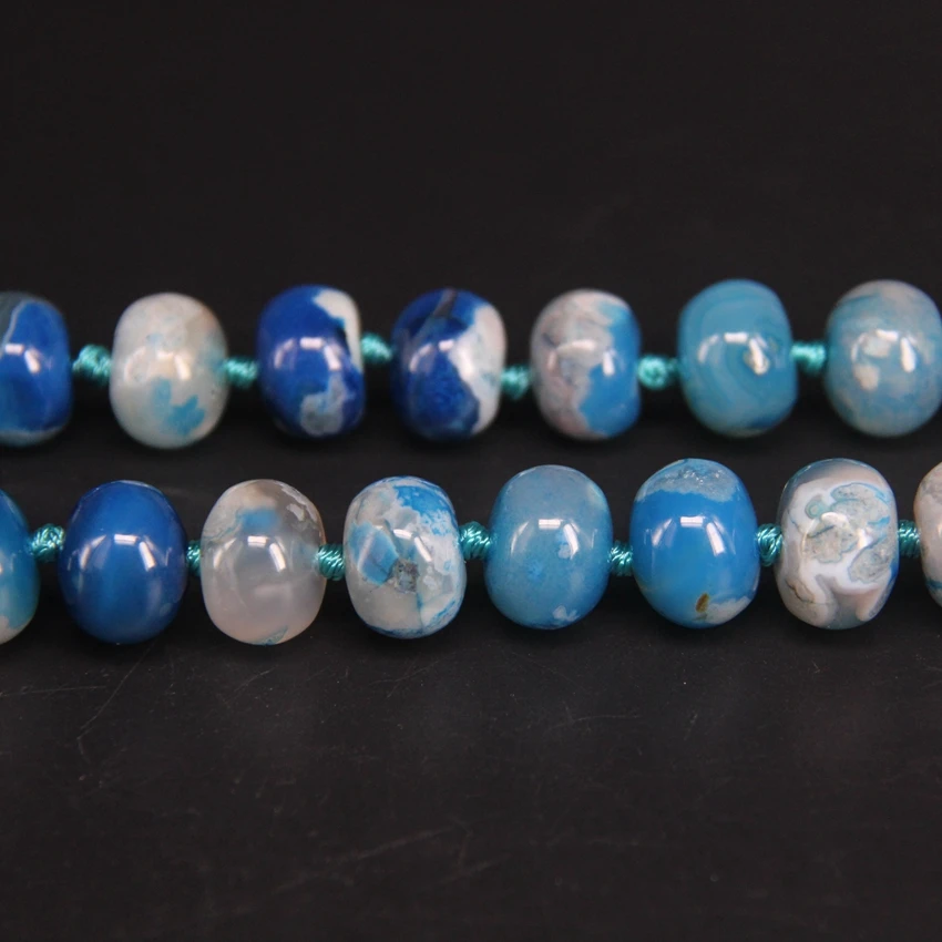25 27 шт./нитка натуральный синий сакуры Агаты гладкие круглые космические бусины