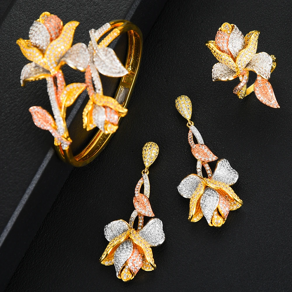 4 шт./комплект Женский комплект из колье серёг и кольца|Ювелирные наборы| |