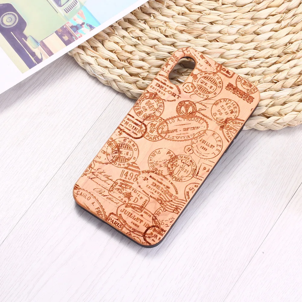 Штамп печатью для путешествий с гравировкой вишневого дерева чехол телефона Funda