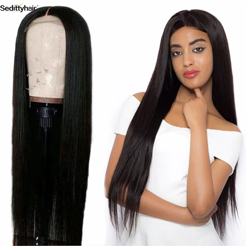 Sedittyhair Brazilian Straight Lace Front Human Hair Wigs 13x4 Lace Frontal Wigs Pre Plucked Hairline Lace Closure Frontal Wig