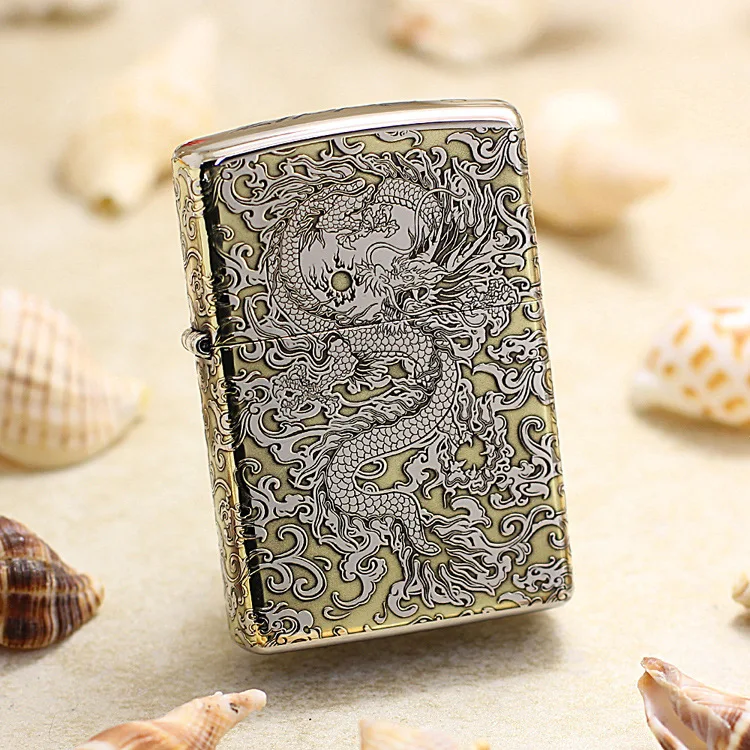 Оригинальная зажигалка Zippo медная ветрозащитная керосиновая с китайским