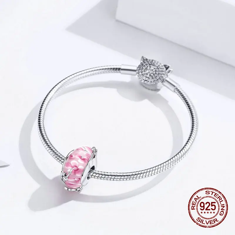 Подвеска из серебра 925 пробы с розовыми кристаллами | Украшения и аксессуары