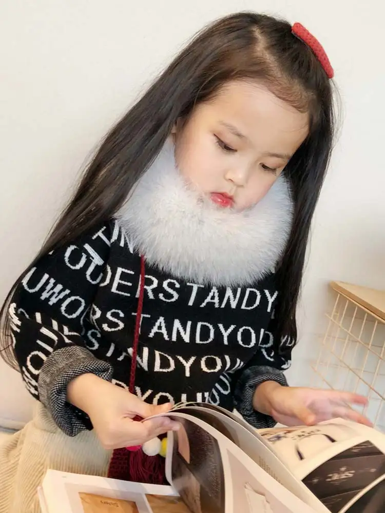 2018 New Winter Warm Men And Women Baby Children Fox Fur Grass Collar Leather Scarf | Аксессуары для одежды