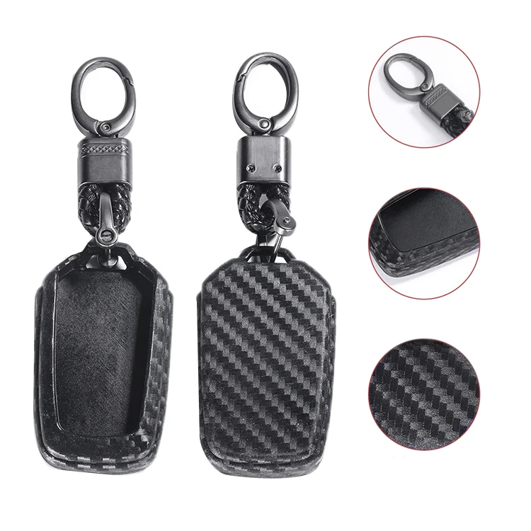 Черный силиконовый чехол для брелка с ключом из углеродного волокна автомобиля