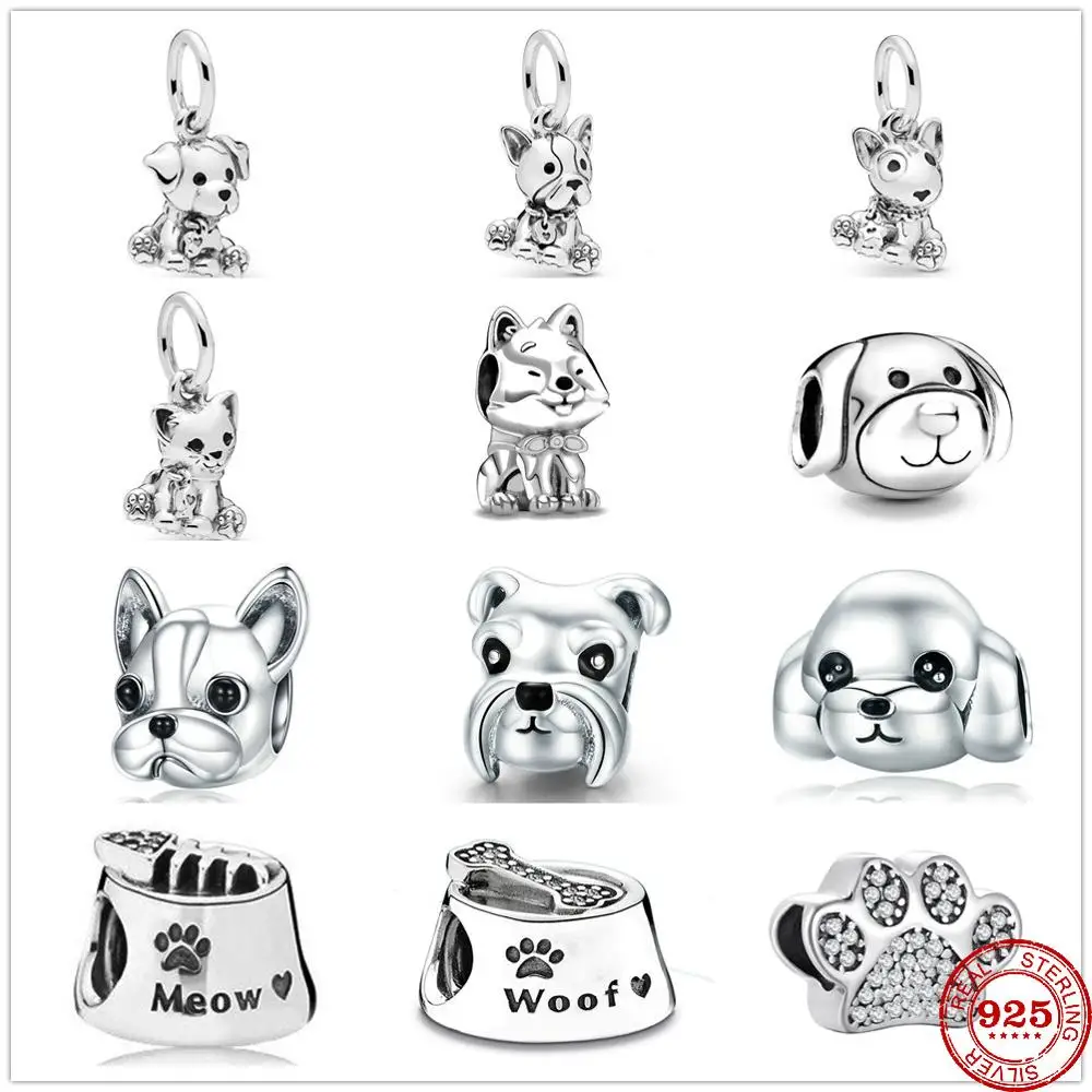 925 стерлингового серебра семья навсегда собака Кот кости подвеска DIY ювелирные