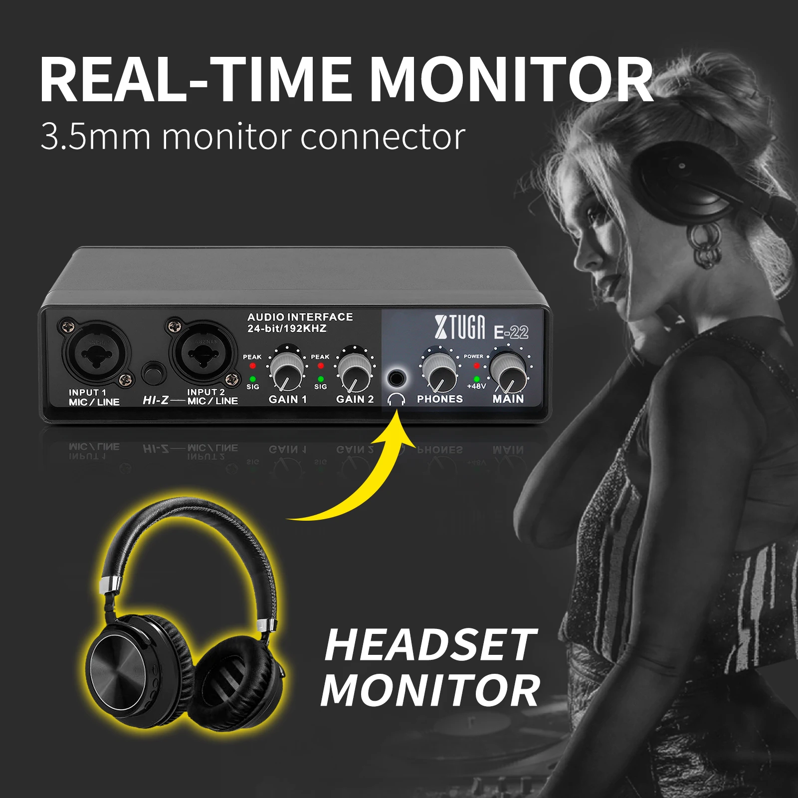 xtuga e22 audio interface soundkarte mit überwachung für pc elektrische gitarre live aufnahme professional sound karte für studio free