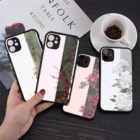 phone case for iphone 12 11 mini pro xr xs max 7 8 plus x chinese flower matte transparent cover