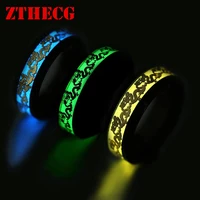 trend luminous ring stainless steel glow in the dark party fluorescence jewelry dragon heart couple wedding rings for women men