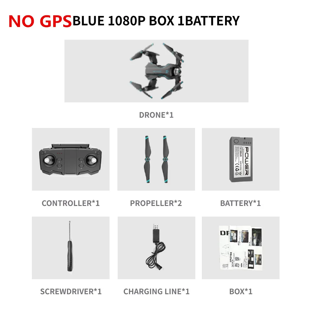 NO GPS BLUE1080P BOX S20 gps Дрон с 4K HD регулируемой камерой X50 ZOOM 500m 5G wifi FPV RC Квадрокоптер Профессиональный складной Дрон E520S E58 - Цвет: NO GPS BLUE1080P BOX