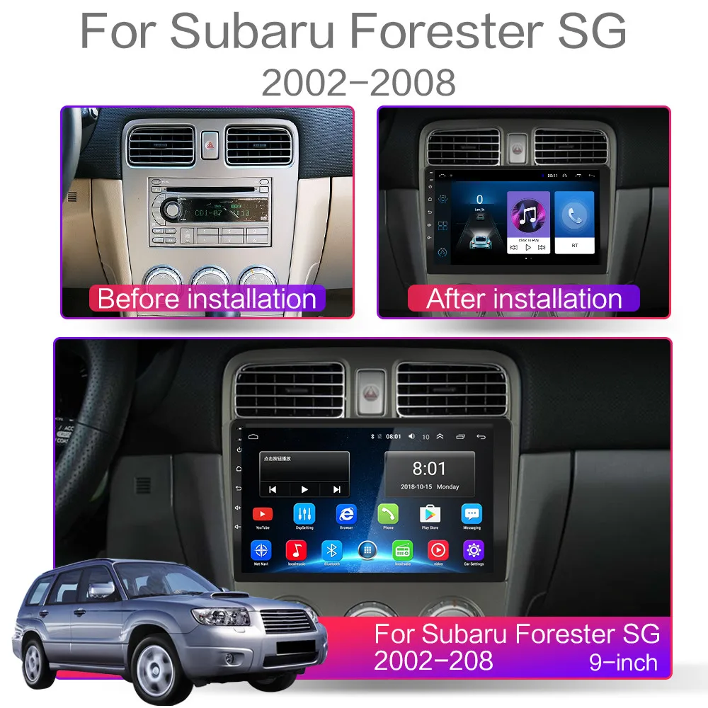2 din Android 9 0 для Subaru Forester SG 2002 2003 2004 2008 android видео мультимедийный навигатор Gps