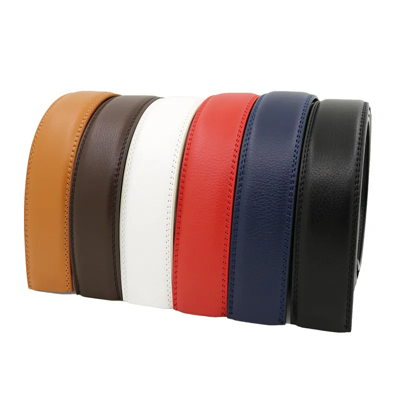 31MM Mens Solid Leather Belts Without Buckles High Quality Genuine Leather Belt Man 3.0CM Automatic Buckle Belt Strap Ratchet