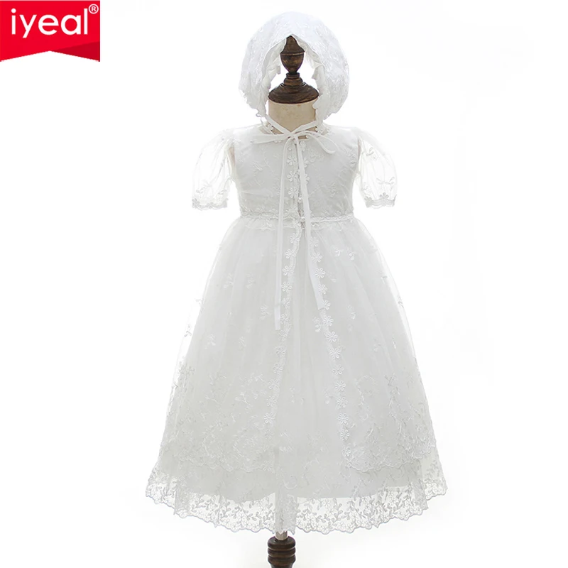 Высококачественное платье IYEAL для новорожденных девочек на крестины длинное