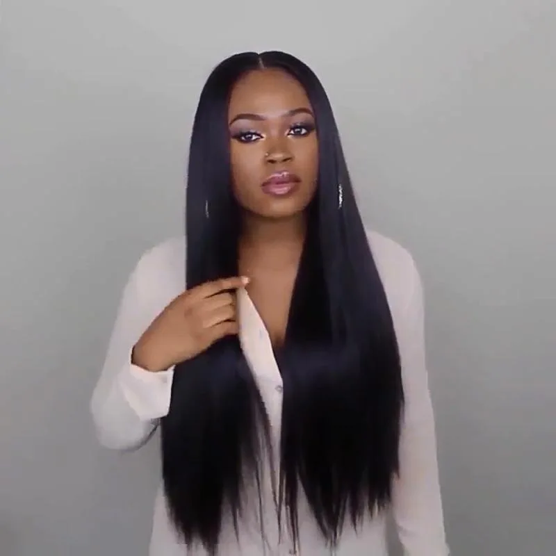 

Wig Exclusive for Generation High-Temperature Fiber Rose Mesh Black Long Straight Hair Wig