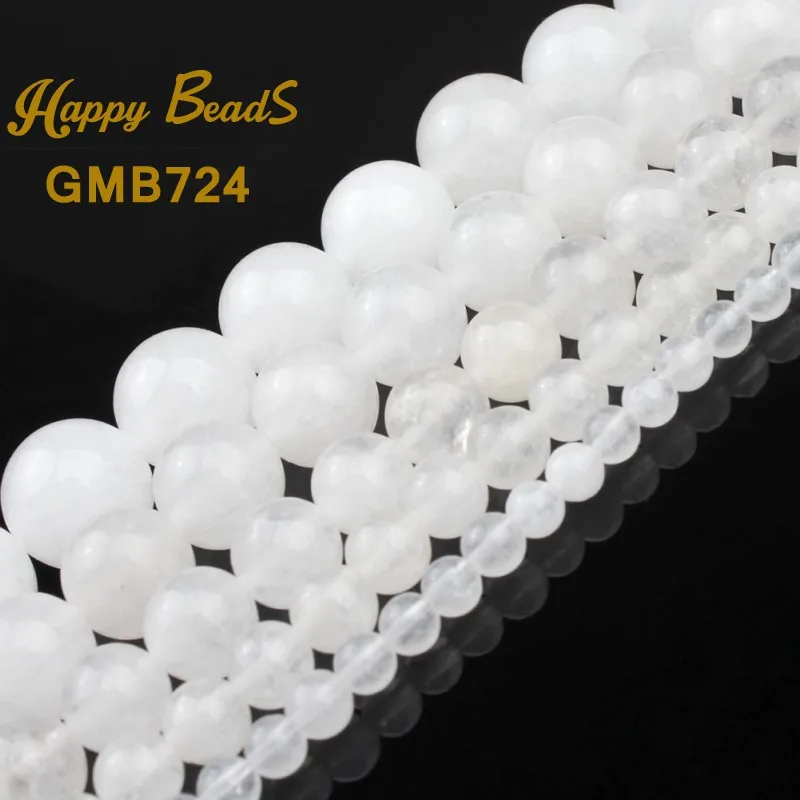 Бусины из белого нефрита AAA + круглые бусины с отверстием аксессуары для