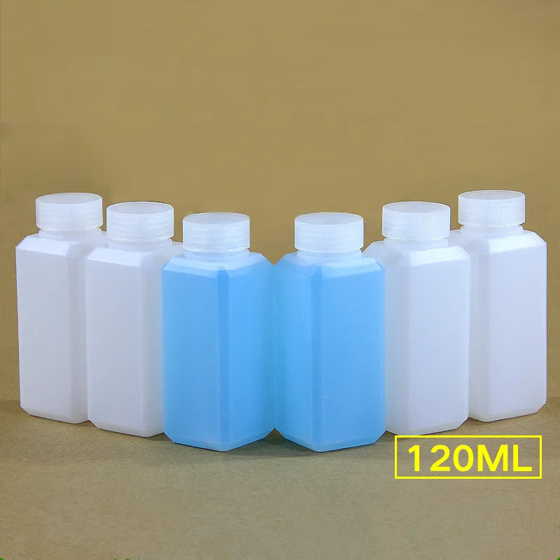 

120ML Small Empty Square Bottle HDPE Material Liquid Containers Food Grade Plastic Sample Bottles 10PCS
