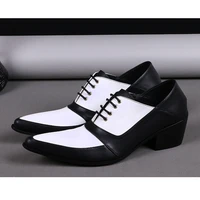 batzuzhi 6 5cm heels mens shoes fashion lace up genuine leather dress shoes men black white business party shoes men big size