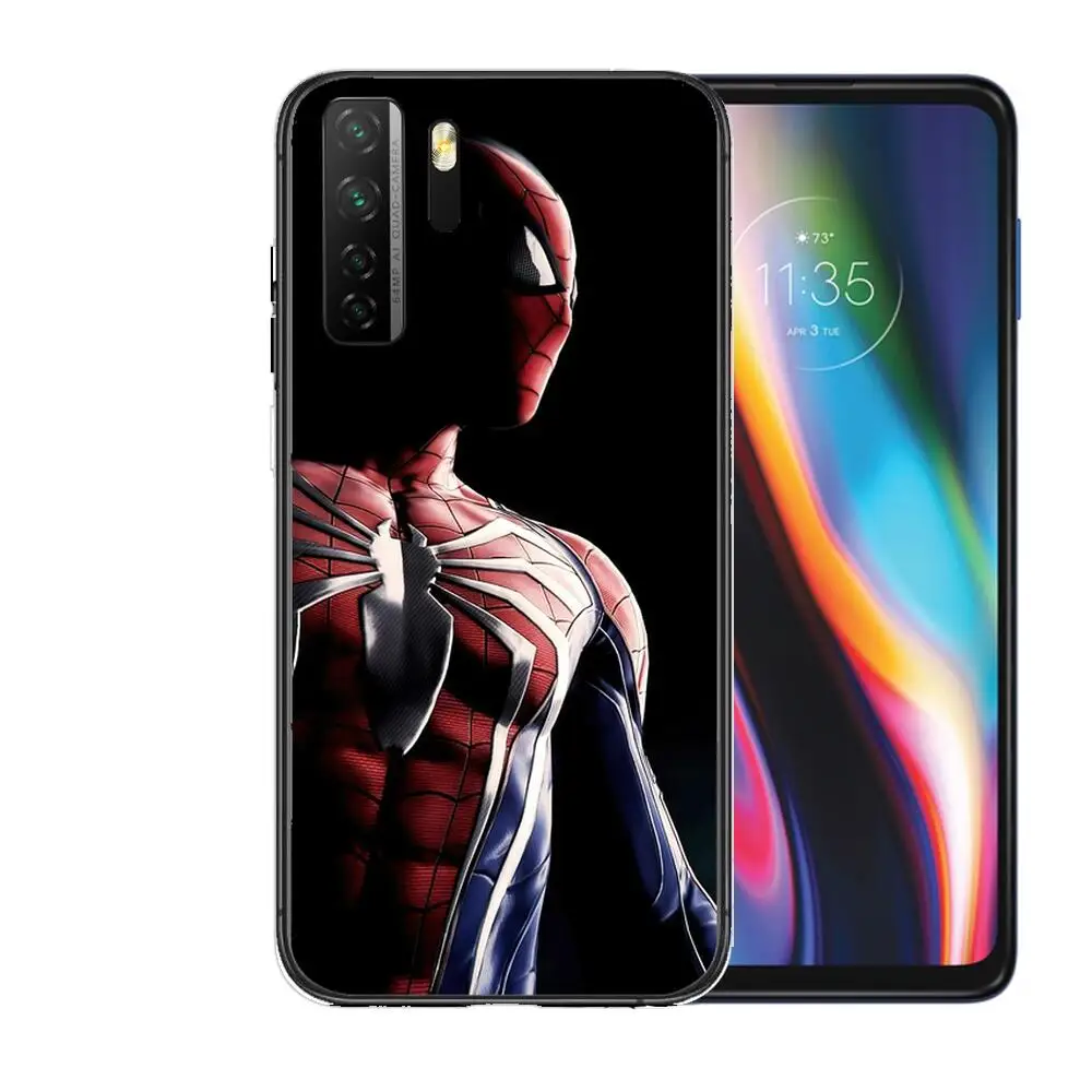 Роскошный черный мягкий чехол с изображением Человека-паука MARVEL пухом для Huawei Nova