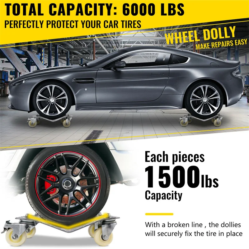 2X Liftmaster Car Wheel Dolly Premium Ball Bearings Skate Furniture Mover Vehicle Moving Tire Skates Auto Repair Mover 1500 Lbs