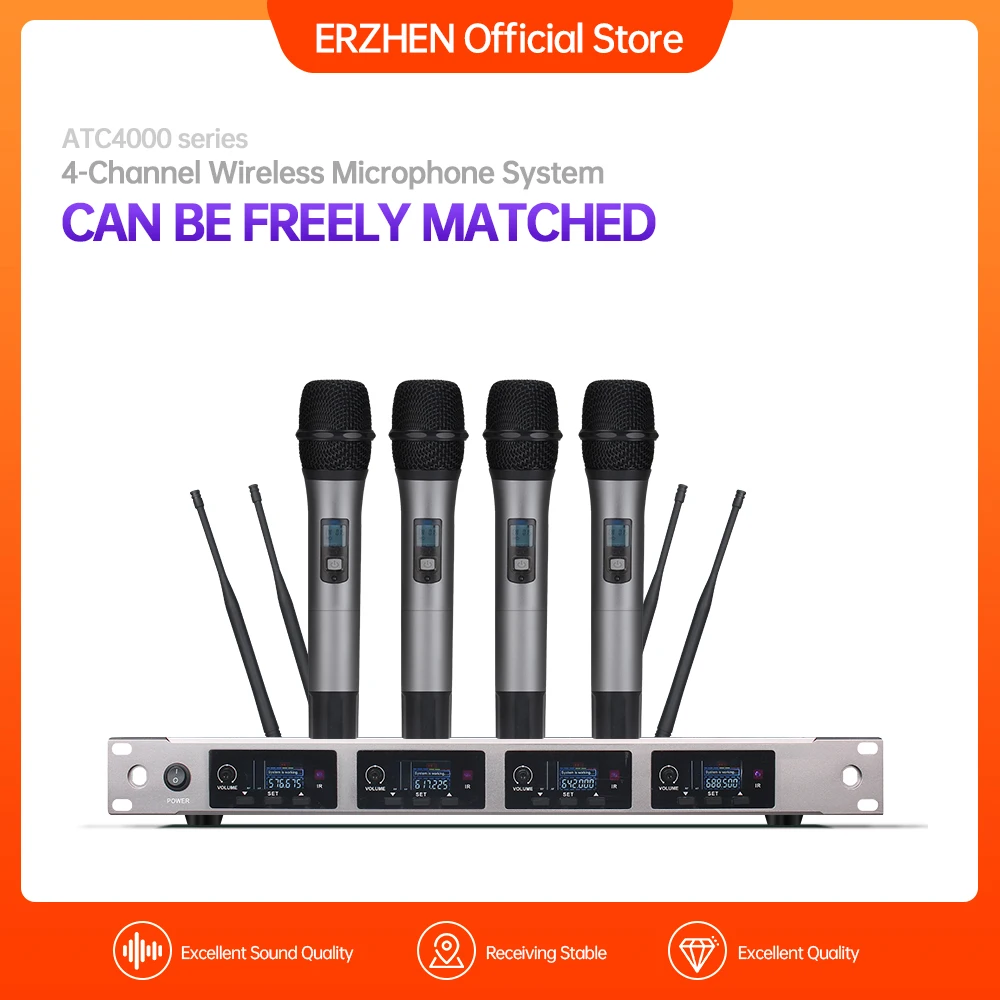 

New High Quality Professional Dual Wireless Microphone System stage performances a two wireless microphone ERZHEN 5G400