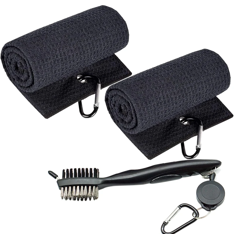 

Golf Towel for Golf Bags with Clip Microfiber Pattern Golf Club Cleaner Brush Golf Gifts