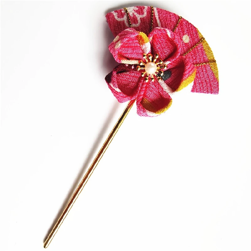 1 шт. палочка для волос с принтом сакуры в форме веера кимоно Hanfu украшение