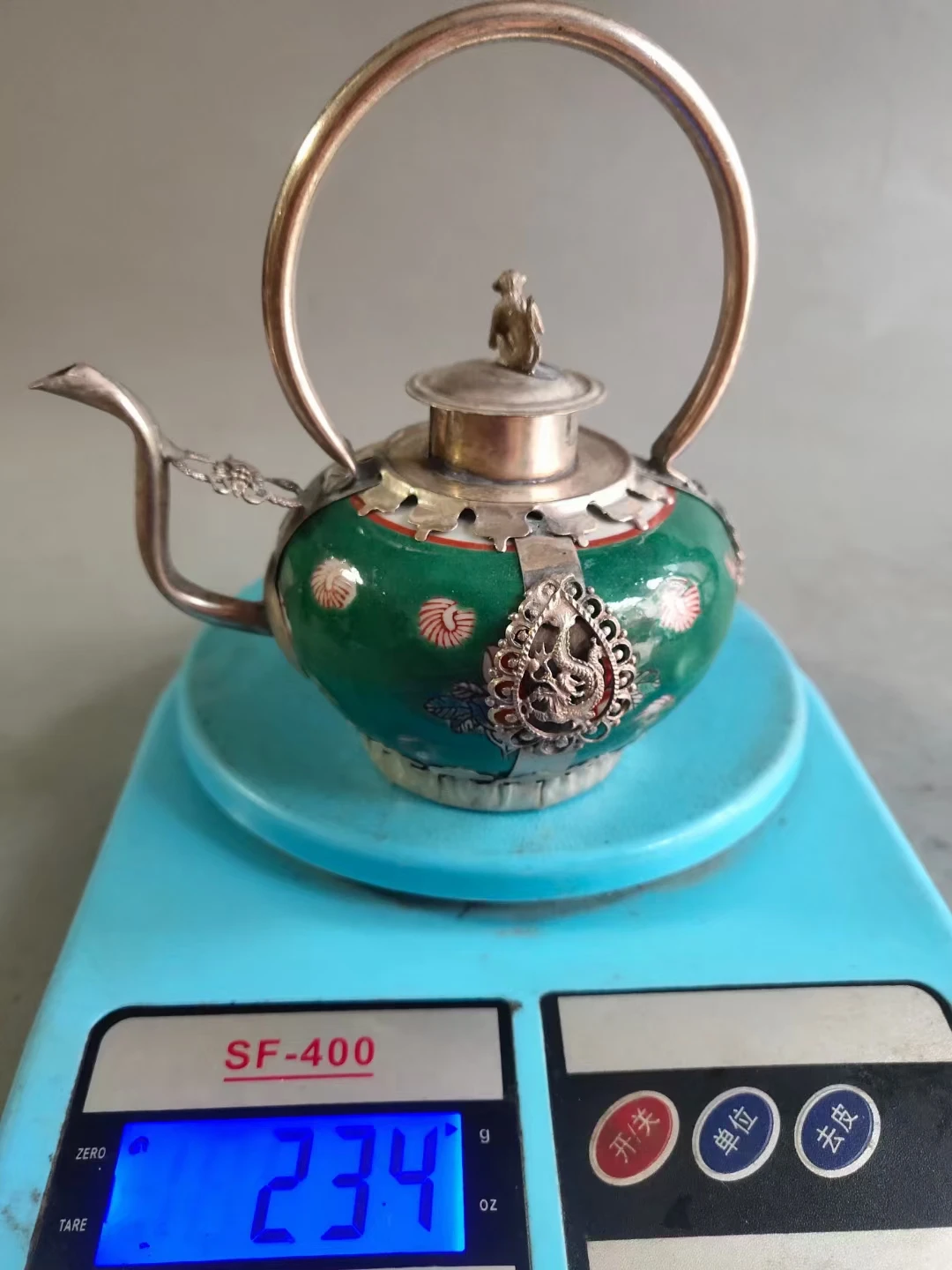 Белый медный фарфоровый заварочный чайник китайский антиквариат около 150 лет