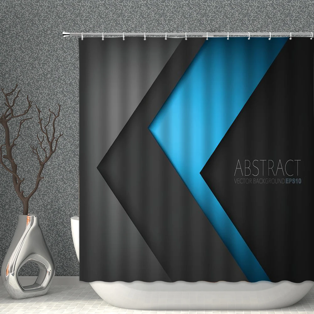 

Modern Irregular Shower Curtains Geometric Stitching Stripe Bath Decor Print Pattern Polyester Home Decoration Bathroom Curtain