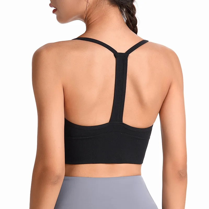 

Yoga Vest Ladies Sports Top T-Shaped Beauty Back Summer Sexy Bra Double Shoulder Strap Fitness Running Women's Clothing 2021 New