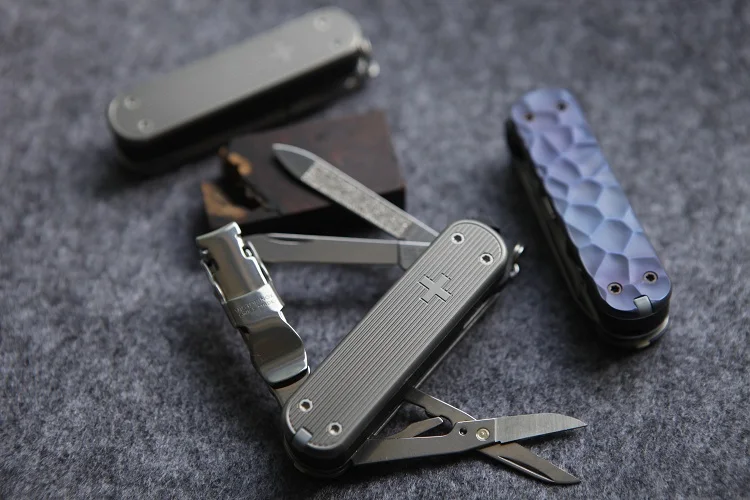 Hand Made Titanium Alloy DIY Handle Scales for 65 mm Victorinox Swiss Army Nail Clip 580 Knife(Scales Only, Knife Not Included)