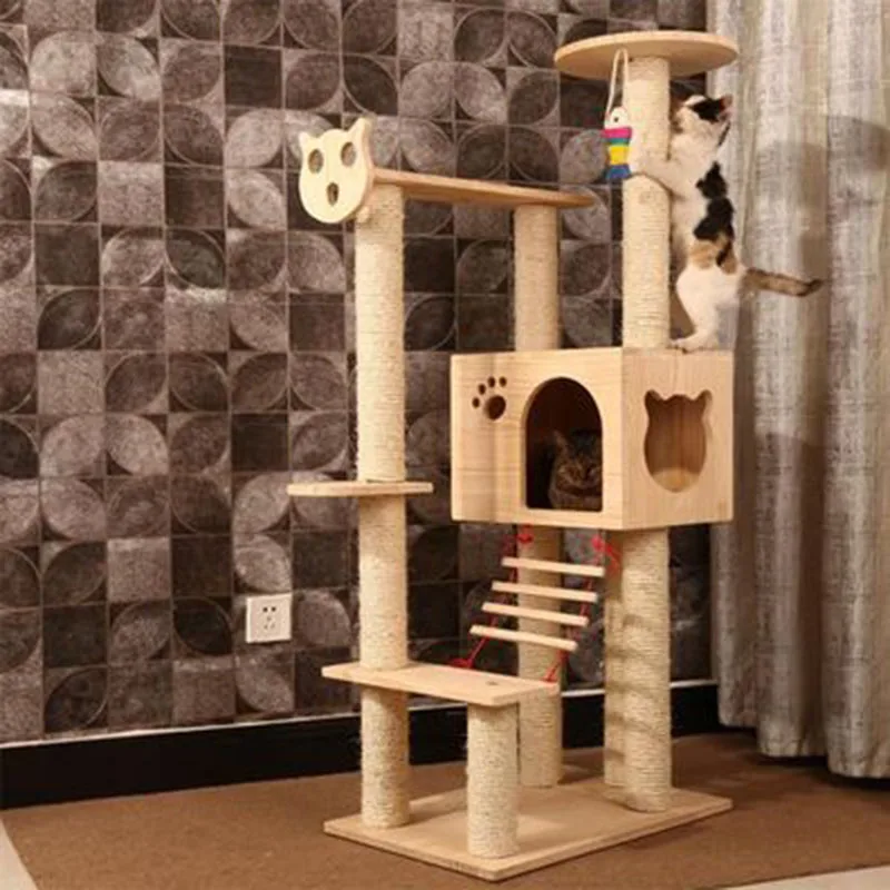 Y3 HEYPET кошка дерево башня мебель котенок игровой домик perches платформы лестницы кошачье дерево сизаль Когтеточка скалолазание рамка ПЭТ - Цвет: Y3