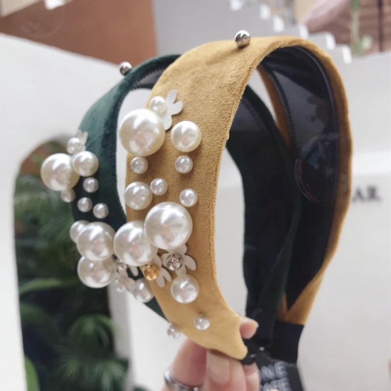 Ободки для волос с неровным жемчугом и цветочным узором Белые ободки