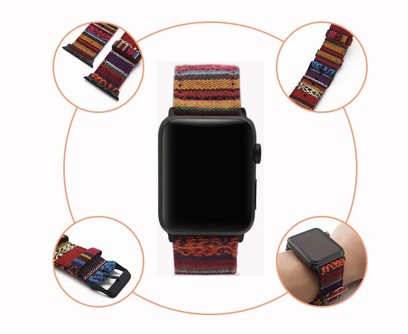 Тканевый ремешок для Apple Watch 38 мм 40 мм iWatch 4 ремешка 42 мм 44 мм спортивный ремешок Apple Watch 5 4 3 2 аксессуары