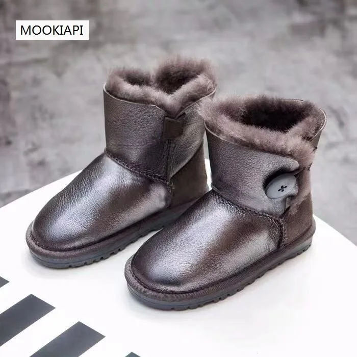 В 2019 году китайские новейшие детские зимние сапоги из овчины и меха модные чистой