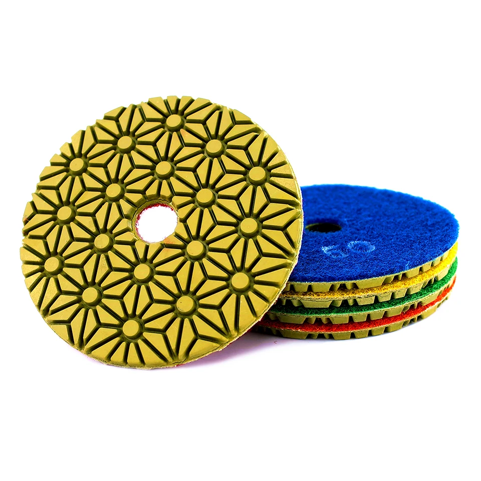 RIJILEI 5PCS 4 Inch Diamond Polishing Pads 100mm Flexible Wet concrete Floor Pad for Granite Marble Grinding Disc | Инструменты
