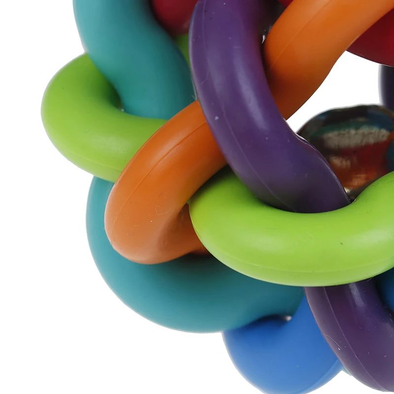 1x Colorful Rubber Ball Interactive Pet Dog Cat Toy With Bell Rainbow Pets Puppy 6 /7.5/9.5cm | Дом и сад