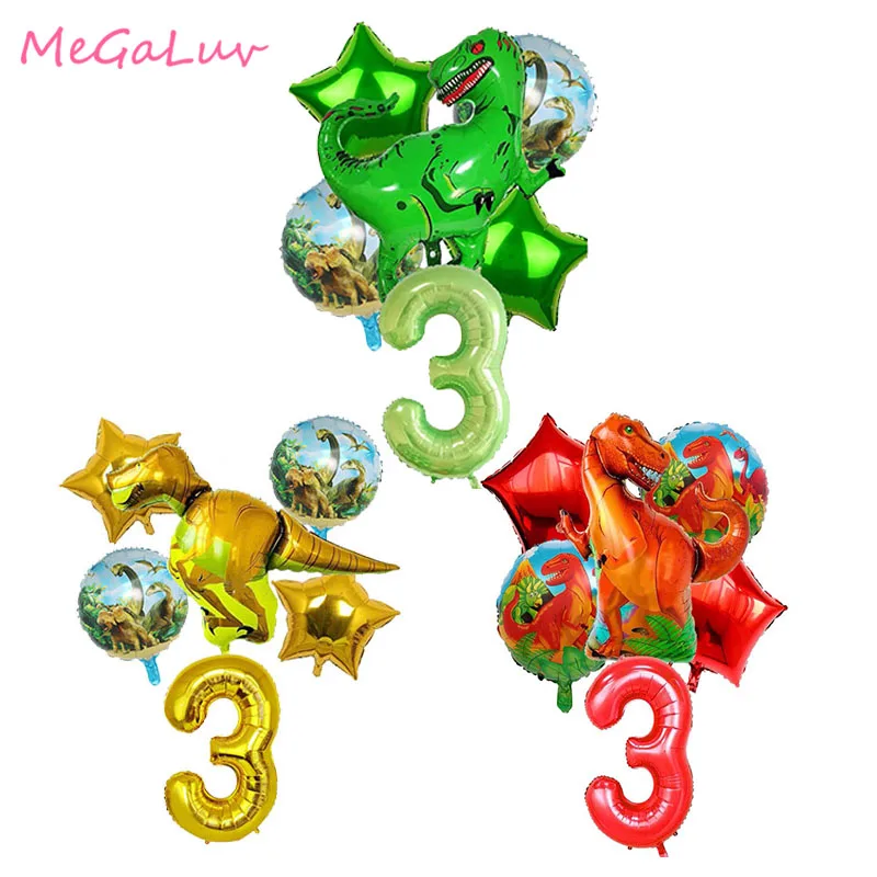 Золотые зеленые большие фольгированные воздушные шары в виде динозавров 40