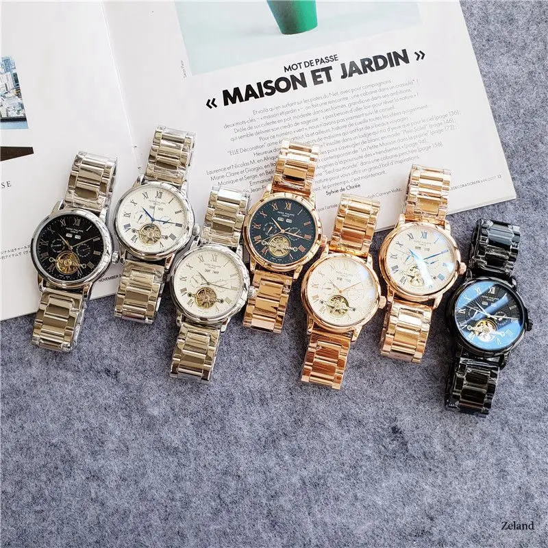 

New Automatic Mechanical Men Watch Silver Blue Stainless Steel Transparent Sapphire Glass Glide Watches