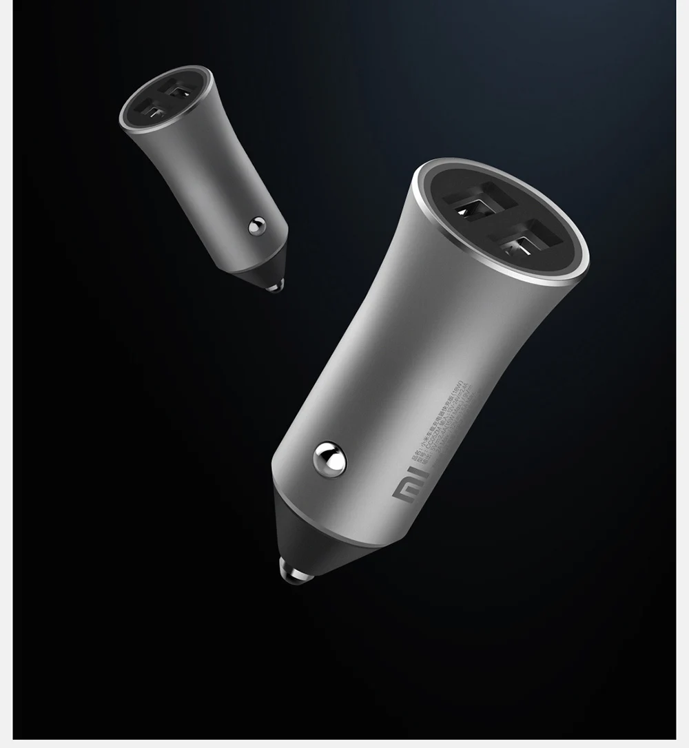 Xiaomi 18W Быстрое Автомобильное зарядное устройство Белый светодиодный сигнальный фонарь зарядное устройство для мобильного телефона Быстрая зарядка два выхода USB порта Быстрая зарядка автомобиля