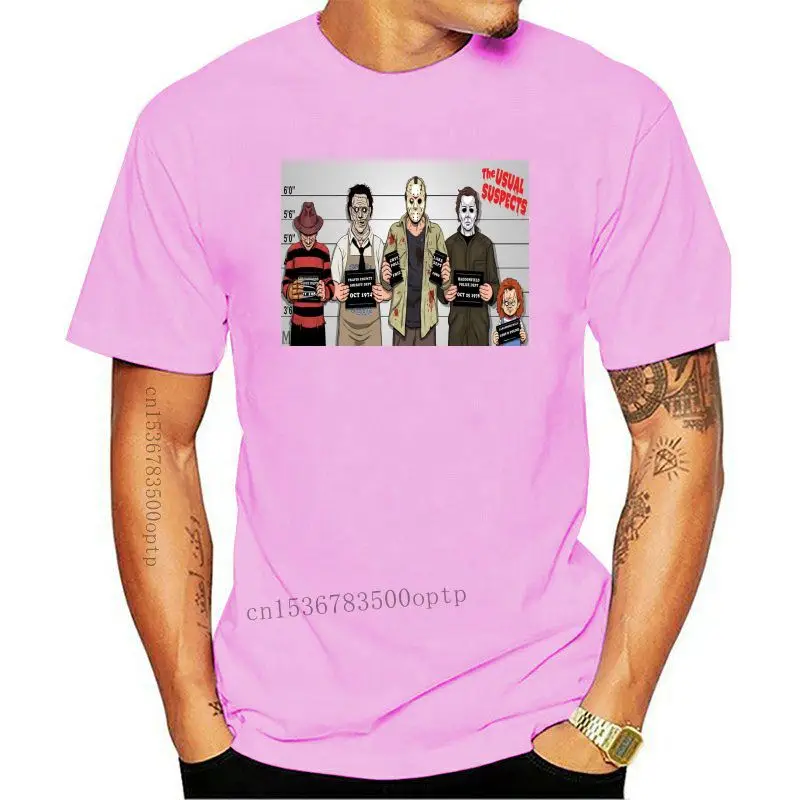 

Horror Funny Retro Movie The Usual Suspects Halloween Short Sleeve Design Tshirt Full-Figured Tee Shirt