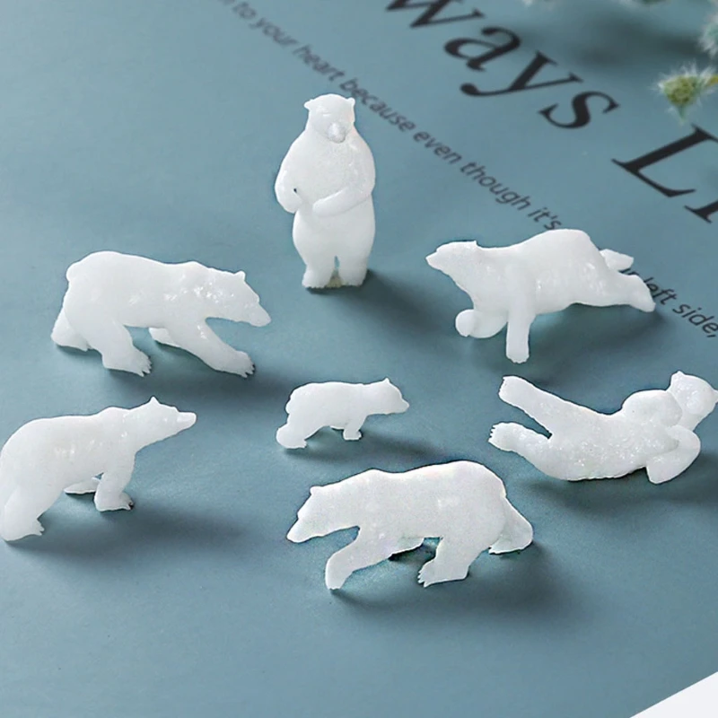 

7 Shapes Silicone Mini Polar Bear Modeling Resin Mold Landspace Fillings Resin Jewelry Fillings Resin Casting Art Crafts